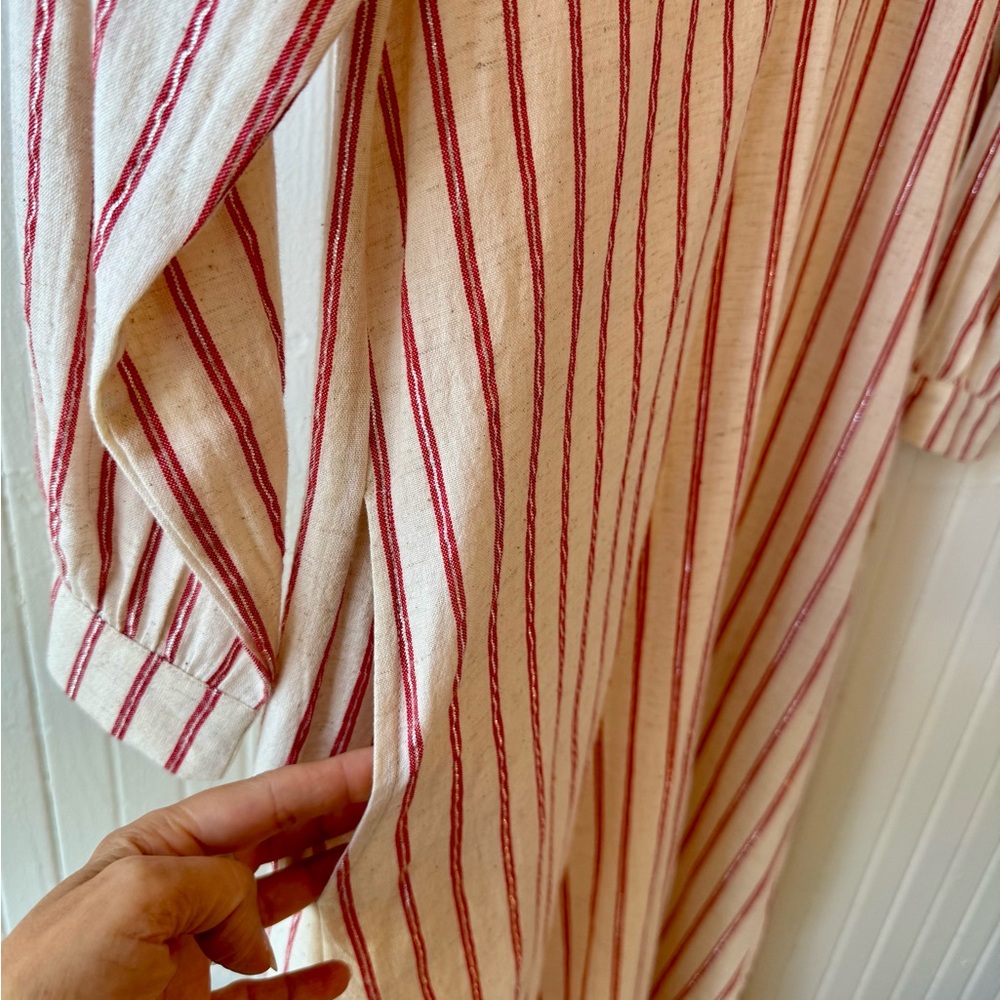 M.A.B.E. Myra Striped Kaftan in Red and Cream - Picture 3 of 5